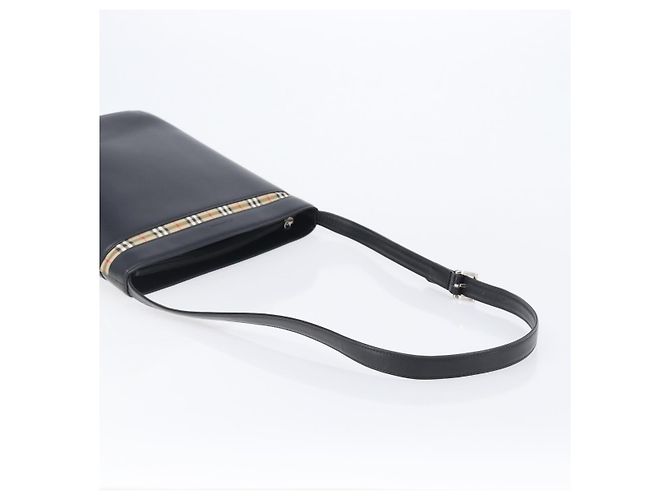 Sac à bandoulière BURBERRY en cuir noir argent Auth 206789A Argenté - vue 7