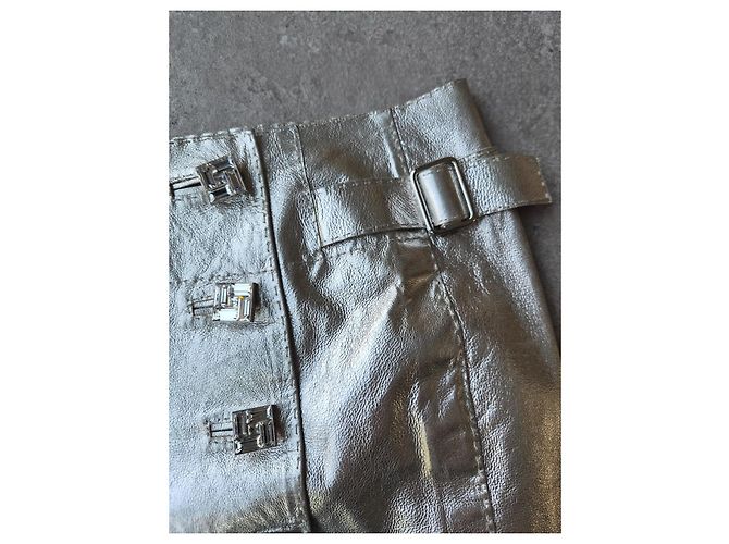 Louis Vuitton silberner Leder-Minirock - Ansicht 5