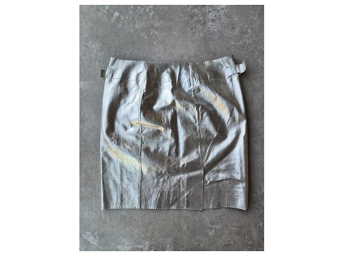 Louis Vuitton silberner Leder-Minirock - Ansicht 8