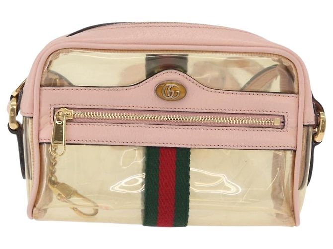 Bolsa de Ombro GUCCI Web Sherry Line em Vinil Transparente e Dourado 517350 Auth 206888 - vista 13