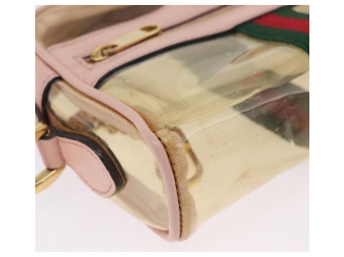 Bolsa de Ombro GUCCI Web Sherry Line em Vinil Transparente e Dourado 517350 Auth 206888 - vista 16
