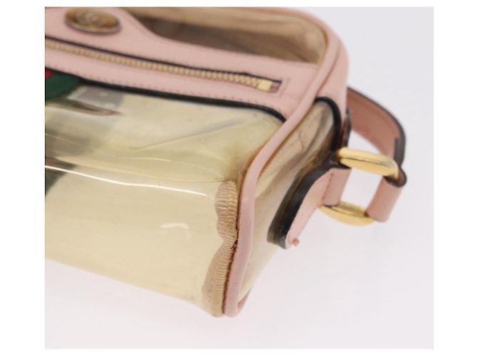 Bolsa de Ombro GUCCI Web Sherry Line em Vinil Transparente e Dourado 517350 Auth 206888 - vista 17
