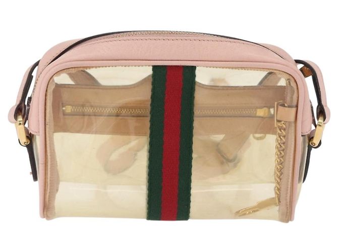 Bolsa de Ombro GUCCI Web Sherry Line em Vinil Transparente e Dourado 517350 Auth 206888 - vista 2