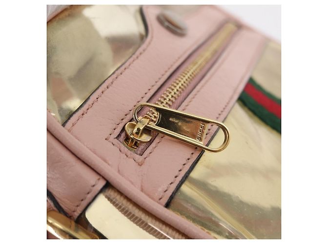 Bolsa de Ombro GUCCI Web Sherry Line em Vinil Transparente e Dourado 517350 Auth 206888 - vista 23
