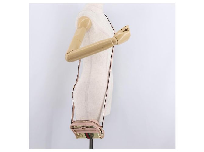Bolsa de Ombro GUCCI Web Sherry Line em Vinil Transparente e Dourado 517350 Auth 206888 - vista 25