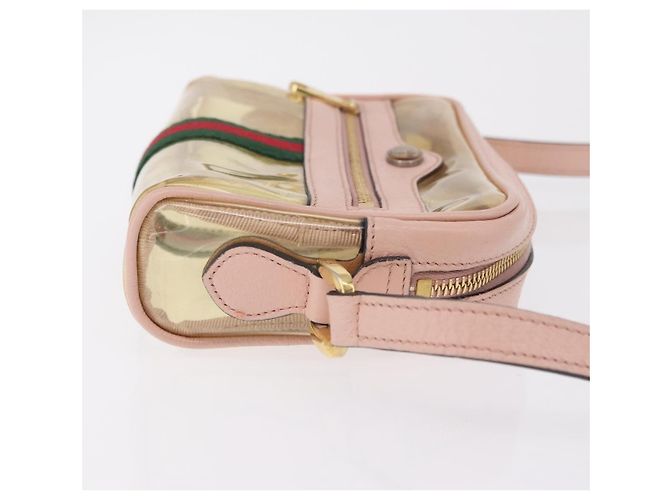Bolsa de Ombro GUCCI Web Sherry Line em Vinil Transparente e Dourado 517350 Auth 206888 - vista 3