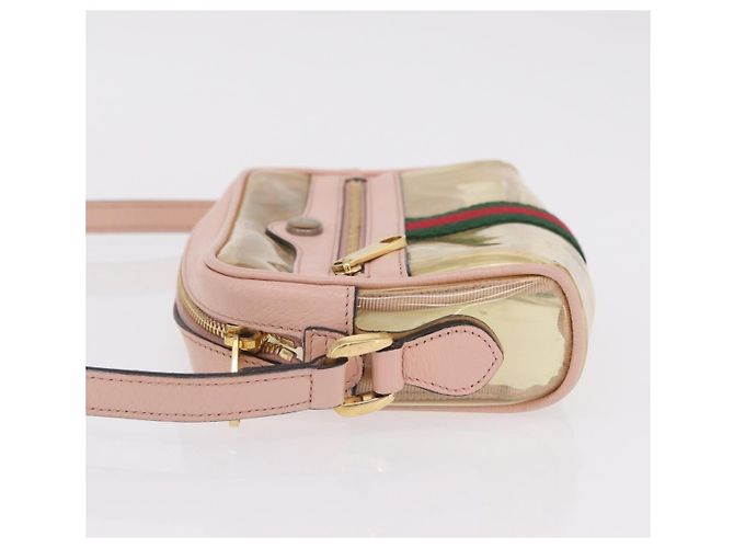 Bolsa de Ombro GUCCI Web Sherry Line em Vinil Transparente e Dourado 517350 Auth 206888 - vista 5