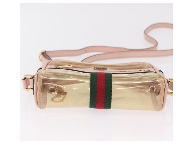 Bolsa de Ombro GUCCI Web Sherry Line em Vinil Transparente e Dourado 517350 Auth 206888 - vista 6