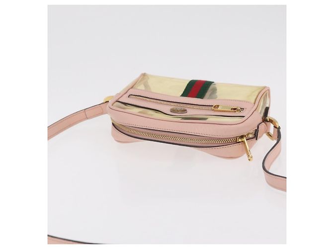 Bolsa de Ombro GUCCI Web Sherry Line em Vinil Transparente e Dourado 517350 Auth 206888 - vista 7