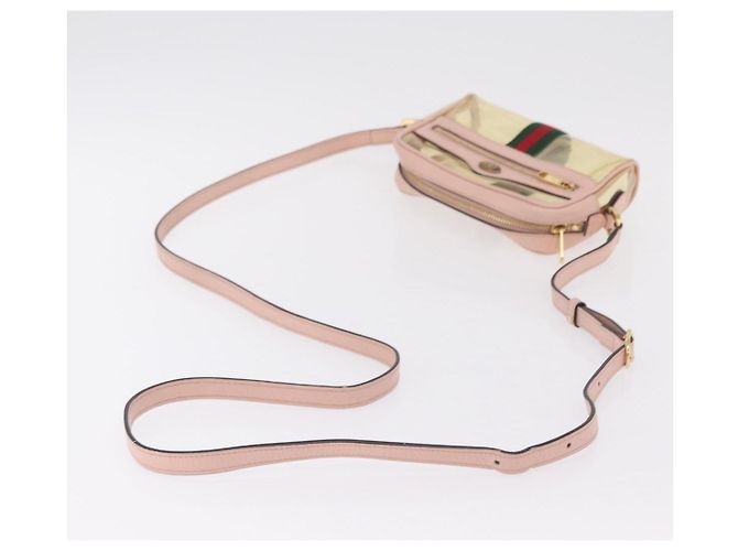 Bolsa de Ombro GUCCI Web Sherry Line em Vinil Transparente e Dourado 517350 Auth 206888 - vista 8
