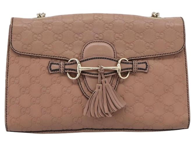 GUCCI GuccissimaGG Horsebit Emily Chain Shoulder Bag Leather 295402 Auth LN030V Rosa - vista 13