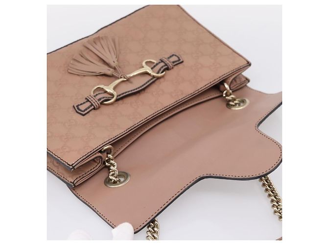 GUCCI GuccissimaGG Horsebit Emily Chain Shoulder Bag Leather 295402 Auth LN030V Rosa - vista 18