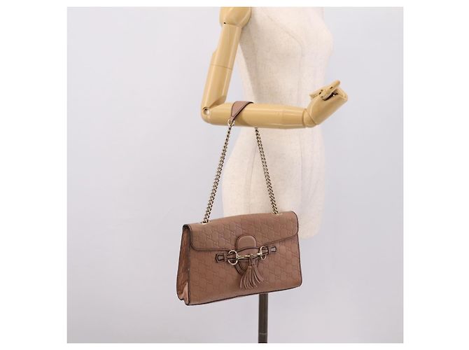 GUCCI GuccissimaGG Horsebit Emily Chain Shoulder Bag Leather 295402 Auth LN030V Rosa - vista 23