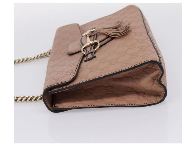 GUCCI GuccissimaGG Horsebit Emily Chain Shoulder Bag Leather 295402 Auth LN030V Rosa - vista 3