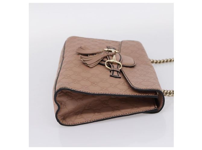 GUCCI GuccissimaGG Horsebit Emily Chain Shoulder Bag Leather 295402 Auth LN030V Rosa - vista 4