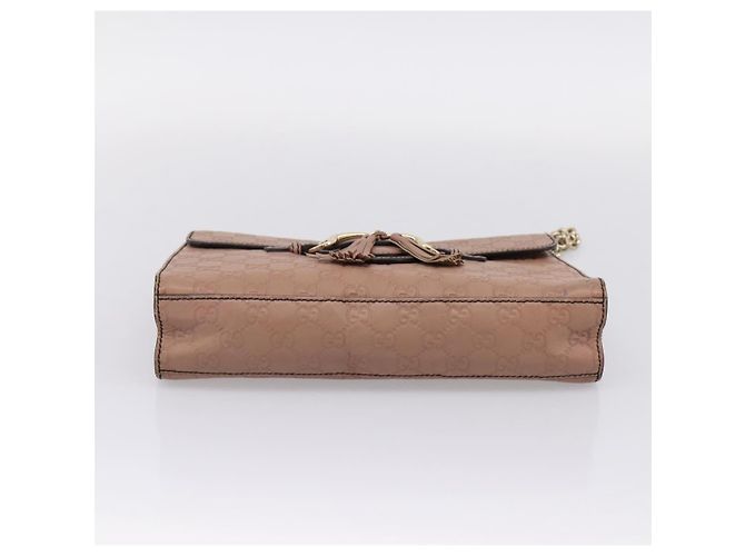 GUCCI GuccissimaGG Horsebit Emily Chain Shoulder Bag Leather 295402 Auth LN030V Rosa - vista 5