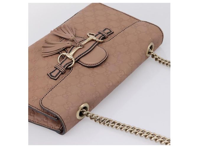 GUCCI GuccissimaGG Horsebit Emily Chain Shoulder Bag Leather 295402 Auth LN030V Rosa - vista 6