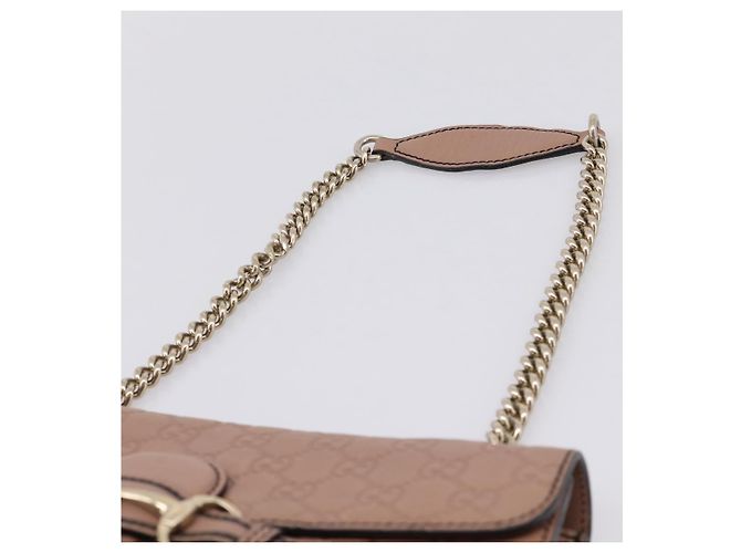 GUCCI GuccissimaGG Horsebit Emily Chain Shoulder Bag Leather 295402 Auth LN030V Rosa - vista 8