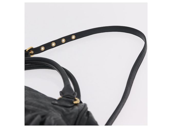 Miu Miu Handtasche Leder 2way Schwarz Gold Auth 167663M Golden - Ansicht 15