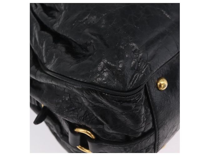Miu Miu Handtasche Leder 2way Schwarz Gold Auth 167663M Golden - Ansicht 18