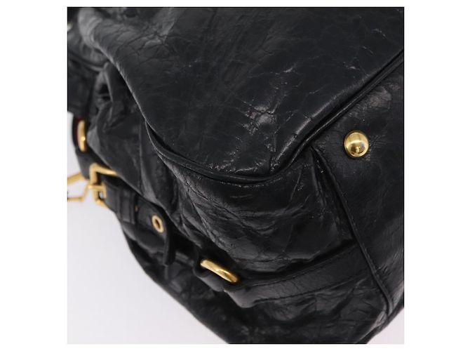 Miu Miu Handtasche Leder 2way Schwarz Gold Auth 167663M Golden - Ansicht 20