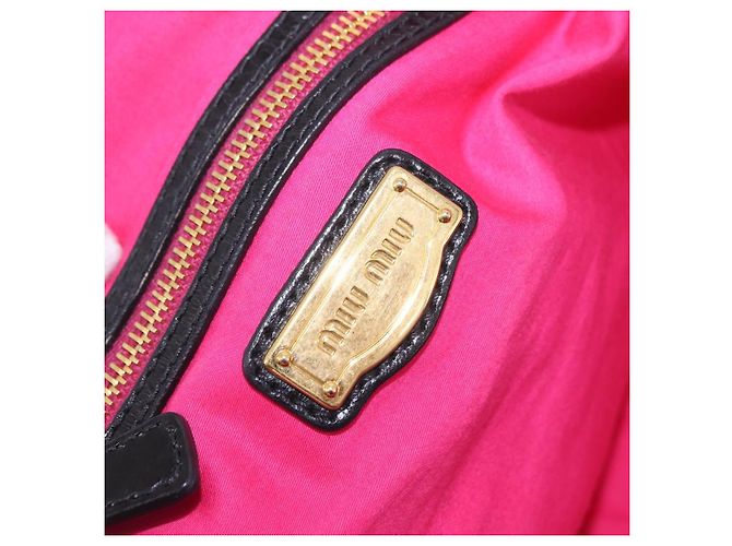 Miu Miu Handtasche Leder 2way Schwarz Gold Auth 167663M Golden - Ansicht 24