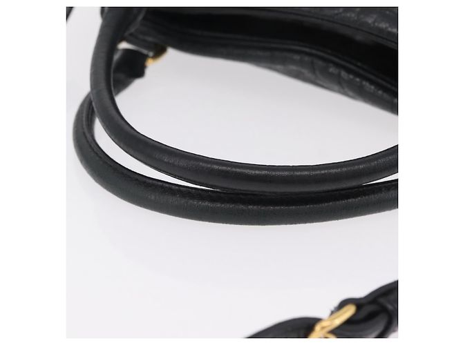 Miu Miu Handtasche Leder 2way Schwarz Gold Auth 167663M Golden - Ansicht 7