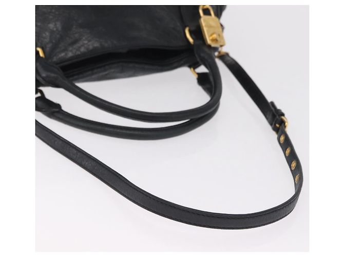 Miu Miu Handtasche Leder 2way Schwarz Gold Auth 167663M Golden - Ansicht 9
