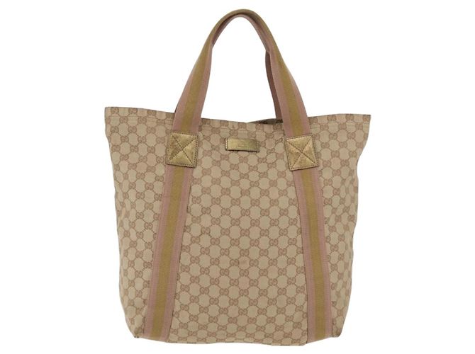 Borsa Tote GUCCI GG Canvas Sherry Line Beige 189669 Auth 206454 - vista 13