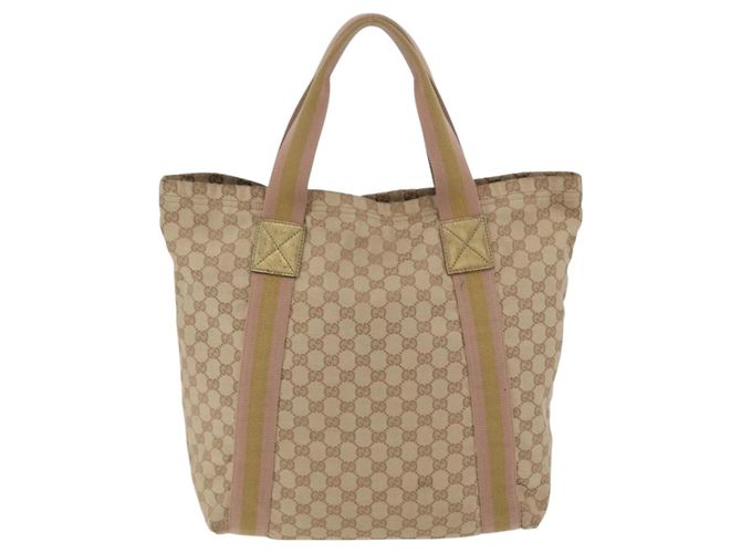 Borsa Tote GUCCI GG Canvas Sherry Line Beige 189669 Auth 206454 - vista 2