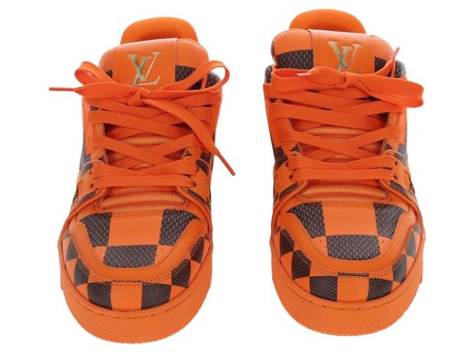 Scarpe LOUIS VUITTON Damier Pop LV Trainer 24 Orange 1ACN5S LV Auth BA15776M Arancione Damier ebene - vista 2