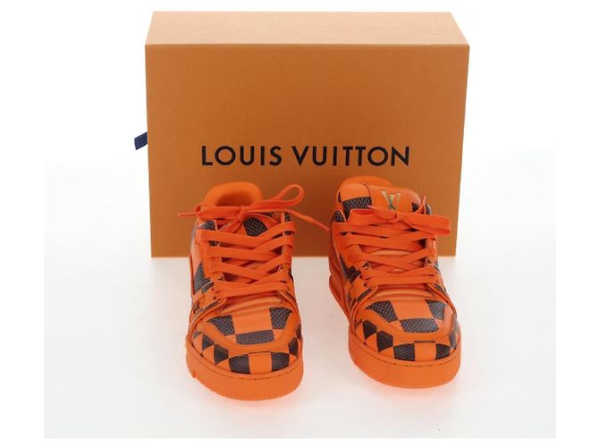 Scarpe LOUIS VUITTON Damier Pop LV Trainer 24 Orange 1ACN5S LV Auth BA15776M Arancione Damier ebene - vista 24
