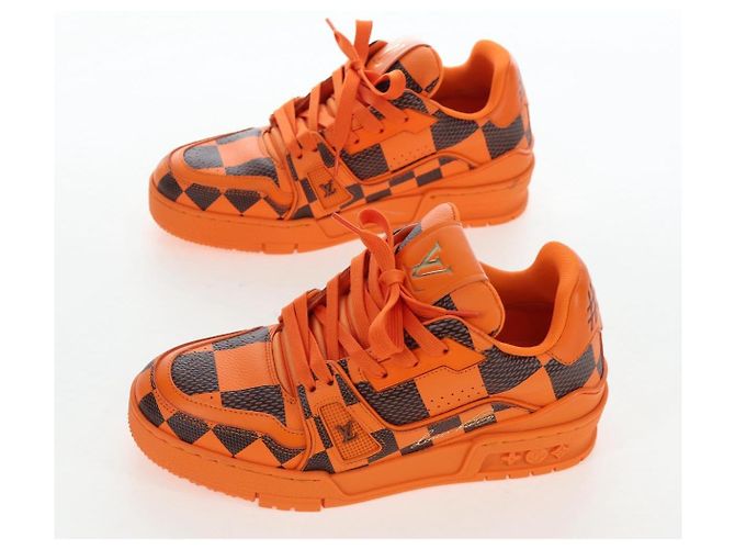 Scarpe LOUIS VUITTON Damier Pop LV Trainer 24 Orange 1ACN5S LV Auth BA15776M Arancione Damier ebene - vista 4