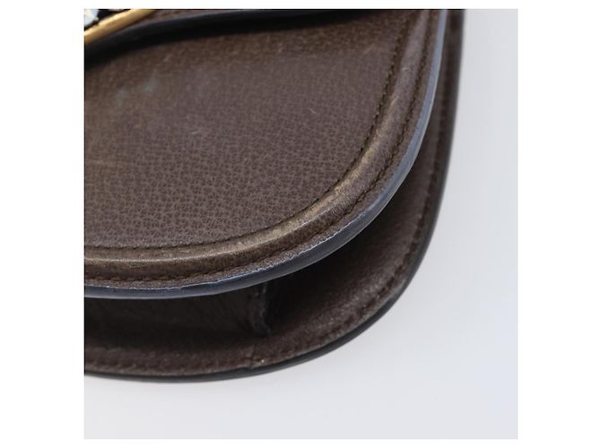 Bolsa de Ombro GUCCI Web Sherry Line em Couro Marrom e Dourado 500756 Auth 206277M - vista 17