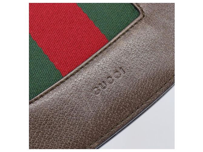 Bolsa de Ombro GUCCI Web Sherry Line em Couro Marrom e Dourado 500756 Auth 206277M - vista 21