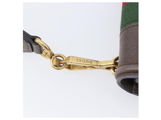 Bolsa de Ombro GUCCI Web Sherry Line em Couro Marrom e Dourado 500756 Auth 206277M - vista 23