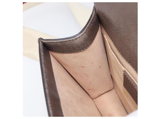 Bolsa de Ombro GUCCI Web Sherry Line em Couro Marrom e Dourado 500756 Auth 206277M - vista 27
