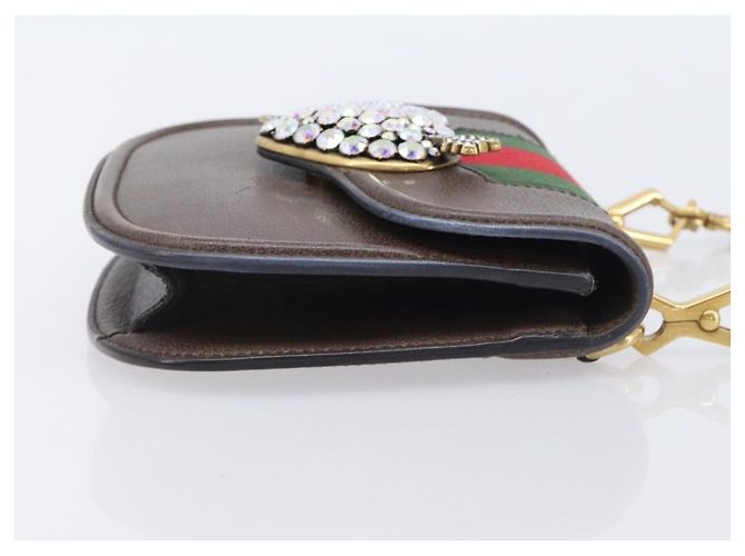 Bolsa de Ombro GUCCI Web Sherry Line em Couro Marrom e Dourado 500756 Auth 206277M - vista 3