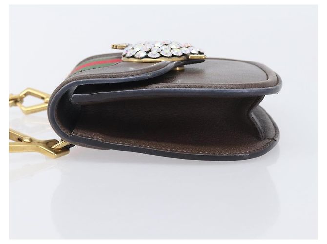 Bolsa de Ombro GUCCI Web Sherry Line em Couro Marrom e Dourado 500756 Auth 206277M - vista 4