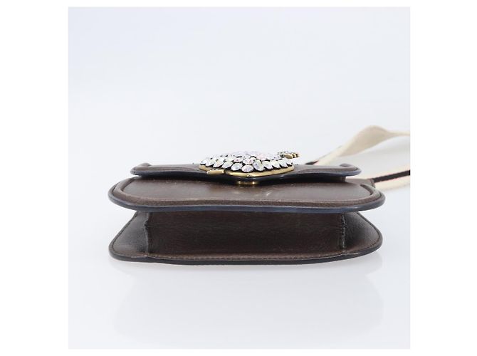 Bolsa de Ombro GUCCI Web Sherry Line em Couro Marrom e Dourado 500756 Auth 206277M - vista 5