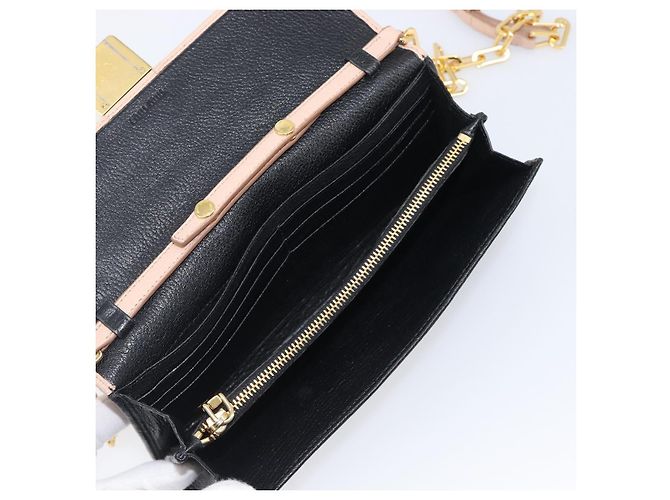 Miu Miu Schulterbörse mit Kette Leder Gold Rosa Auth BA16081A Pink Golden - Ansicht 10