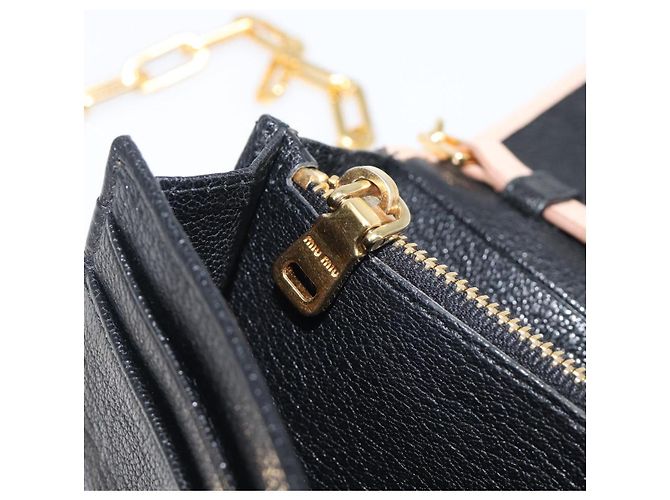 Miu Miu Schulterbörse mit Kette Leder Gold Rosa Auth BA16081A Pink Golden - Ansicht 26