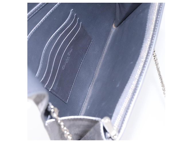 Christian Dior Schultertasche mit Kette Leder Silver Auth ka6506 Silber - Ansicht 11