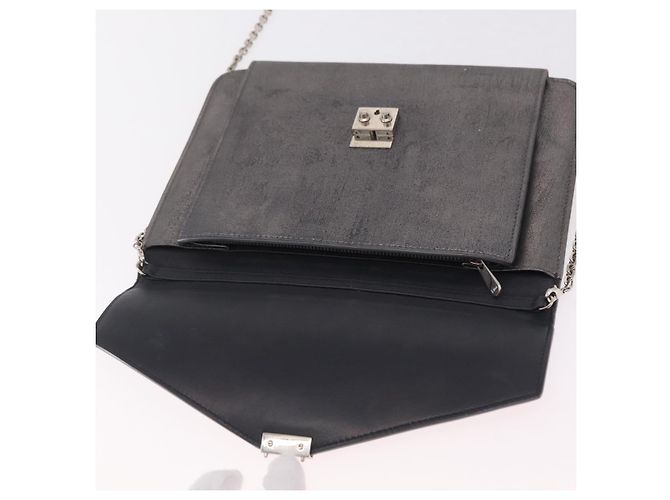 Christian Dior Schultertasche mit Kette Leder Silver Auth ka6506 Silber - Ansicht 18