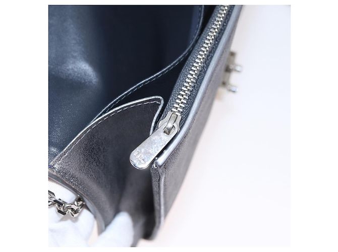 Christian Dior Schultertasche mit Kette Leder Silver Auth ka6506 Silber - Ansicht 23