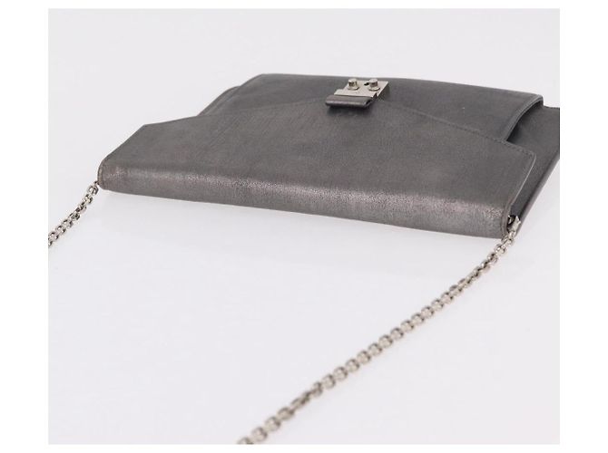 Christian Dior Schultertasche mit Kette Leder Silver Auth ka6506 Silber - Ansicht 7
