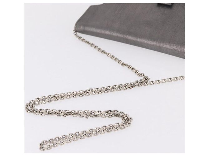 Christian Dior Schultertasche mit Kette Leder Silver Auth ka6506 Silber - Ansicht 8
