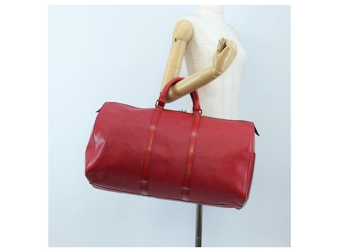 LOUIS VUITTON Epi Keepall 50 Boston Bag Red M42967 LV Auth ep16212A Rosso - vista 27