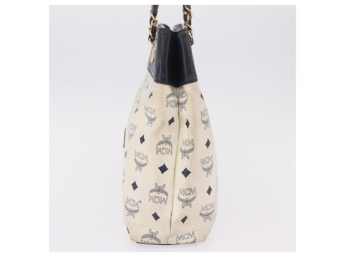 MCM Vicetos Logogram Chain Tote Bag PVC Leather White Gold Auth 202498 Tragetasche Weiß Golden - Ansicht 4