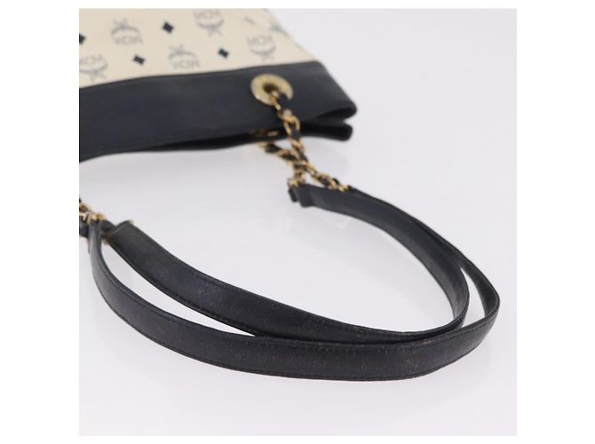 MCM Vicetos Logogram Chain Tote Bag PVC Leather White Gold Auth 202498 Tragetasche Weiß Golden - Ansicht 7